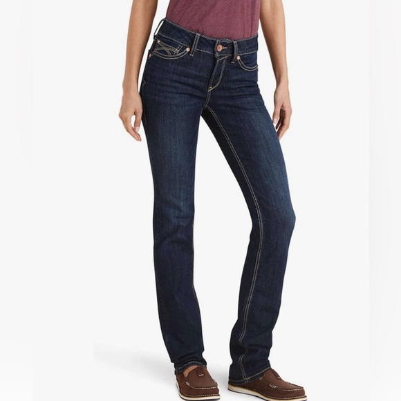 NWT Ariat Womens R.e.a.l. Perfect Rise Greta Straight Jean 10043145 Size 28x37 - Picture 1 of 7